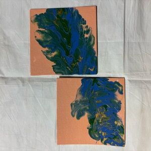 Abstract Blue and Green Canvas Art Set